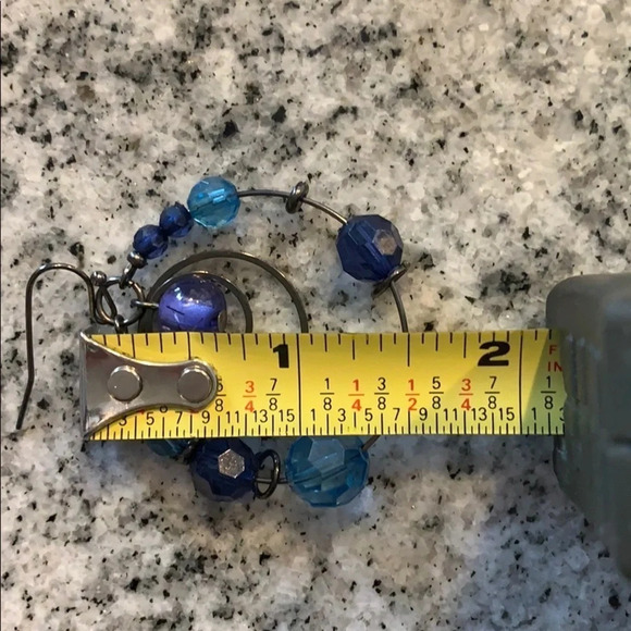 Blue and Steel Gray Round Earrings - Picture 6 of 6